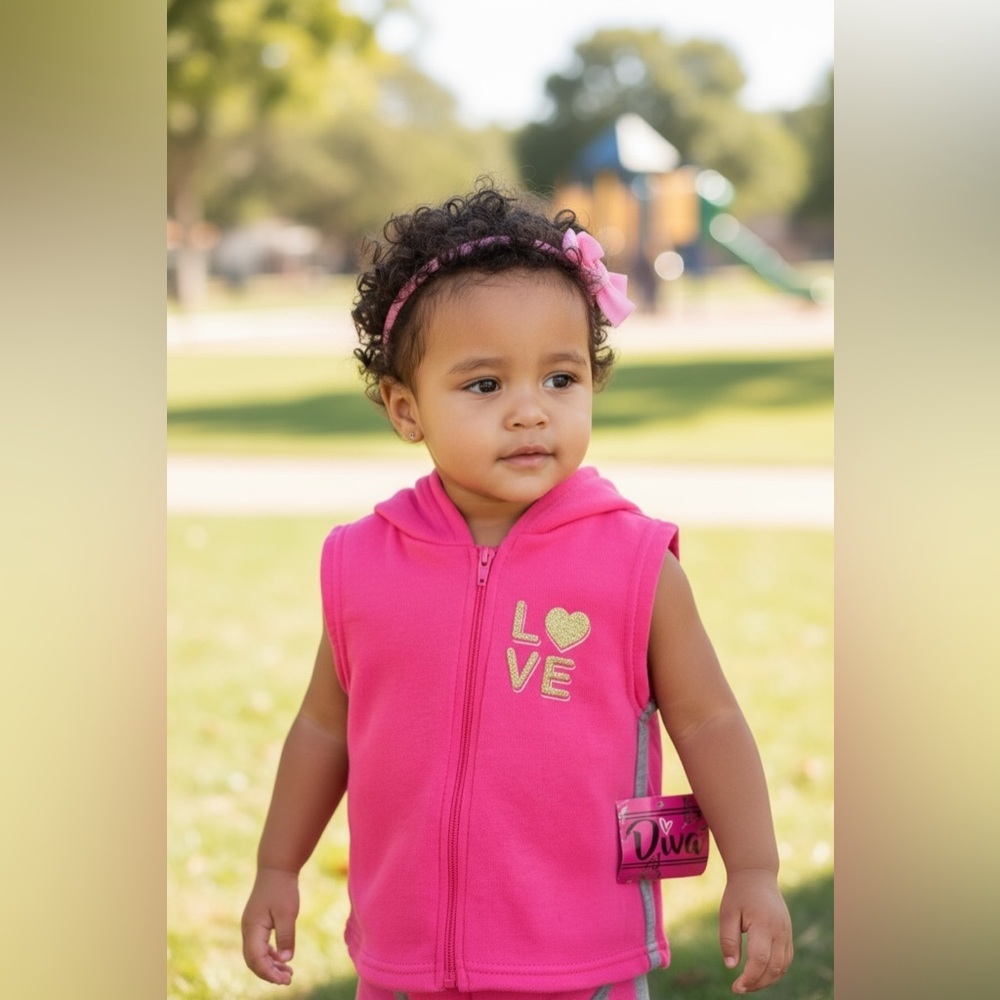 Diva Pink Kids Vest with Love Design